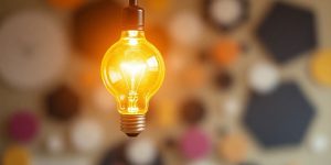 Lightbulb ideas against a blurred background.