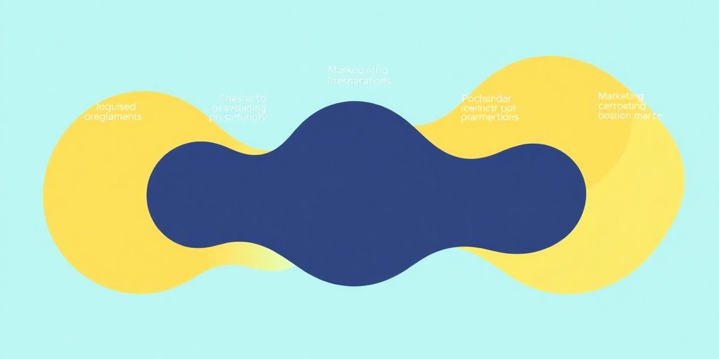 Marketing funnel stages with flowing imagery.