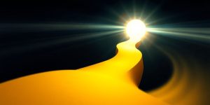 A winding path leading towards a bright goal.
