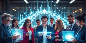 SME leaders embracing futuristic digital interfaces.