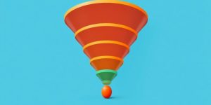Customer journey funnel with rising engagement.