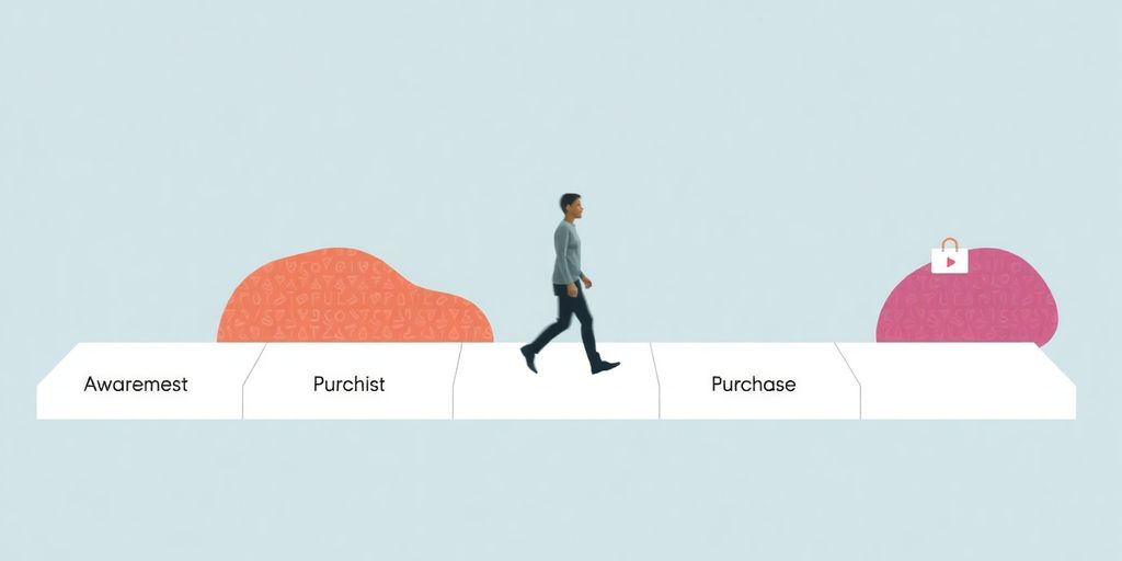 Customer journey through a marketing sales funnel.