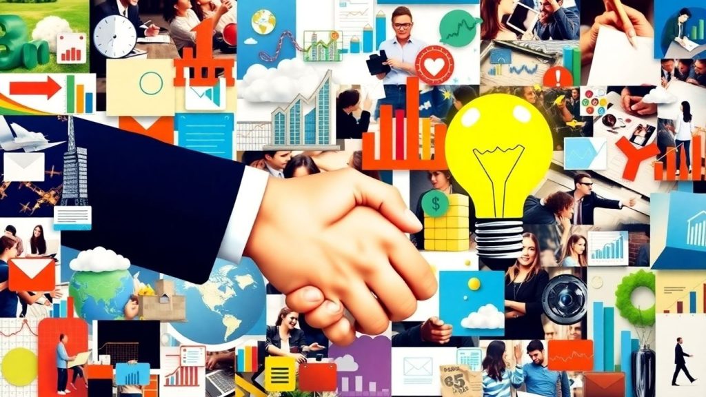 Collage of business icons and opportunities