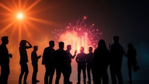 Diverse team collaborating on future business growth.